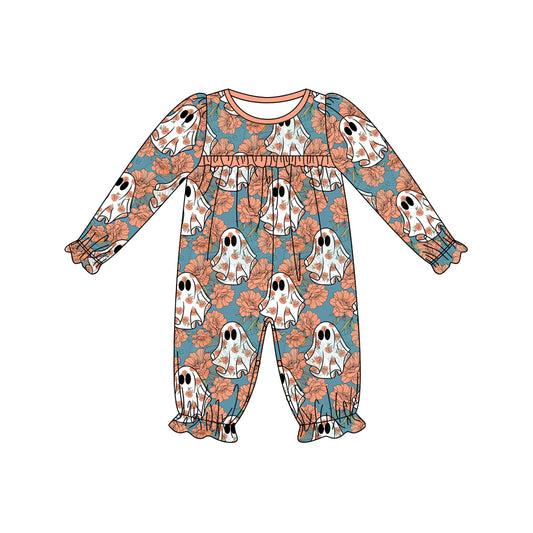 LR1746 Floral Ghost Cute Baby Toddler Long sleeve cute baby kid romper