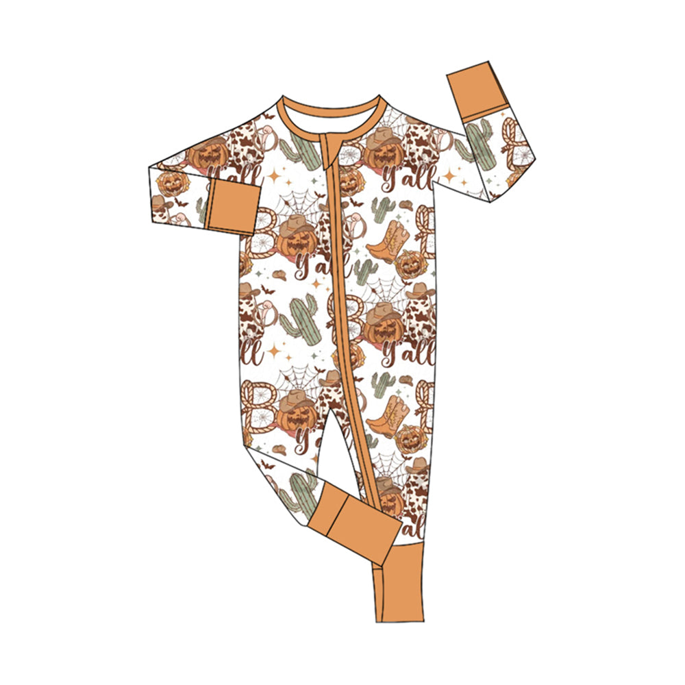 LR1778 Pumpkin Baby Toddler Long sleeve cute baby kid romper