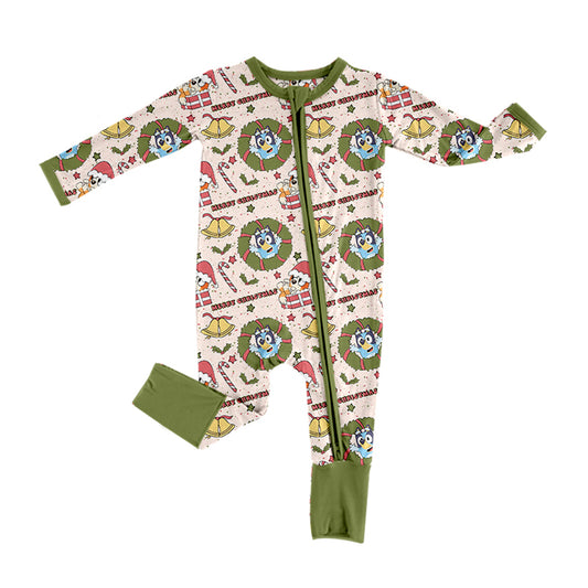 LR1794 Green Dog Girls Baby Toddler Long sleeve cute baby kid romper