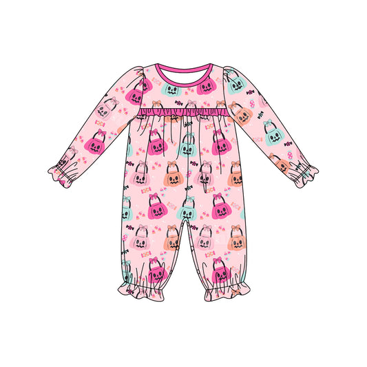 LR1798 Pink Girls Baby Toddler Long sleeve cute baby kid romper