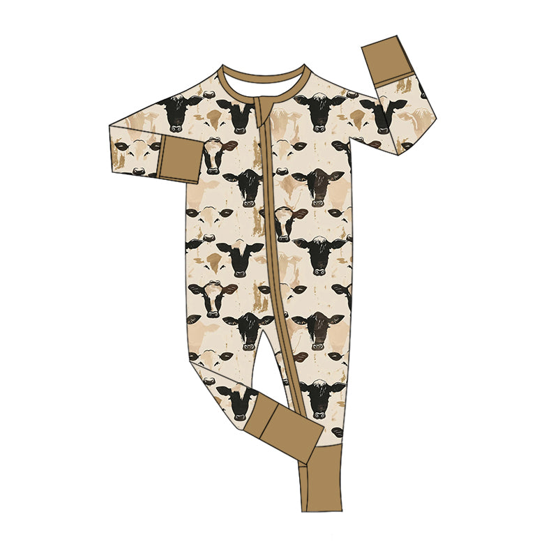 LR1799 Cow Baby Toddler Long sleeve cute baby kid romper