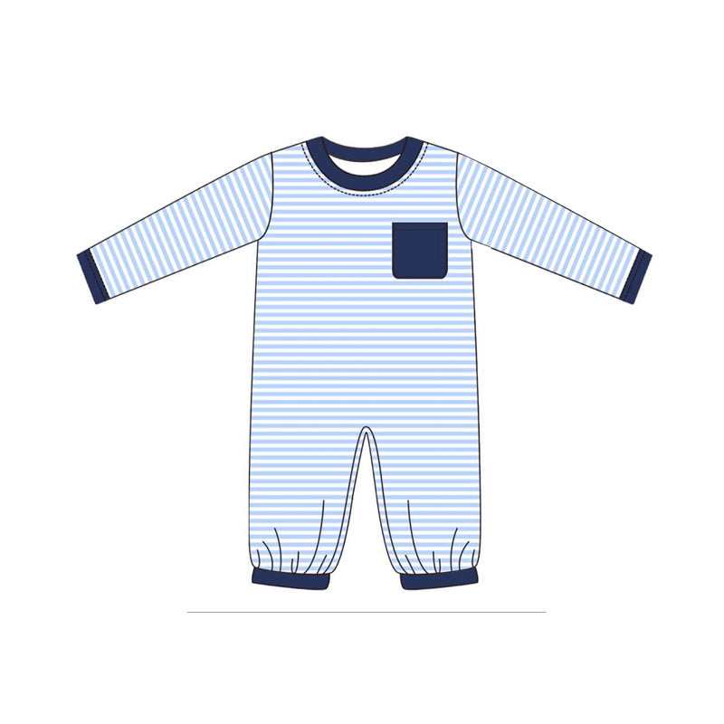 LR1805 Blue Baby Toddler Long sleeve cute baby kid romper