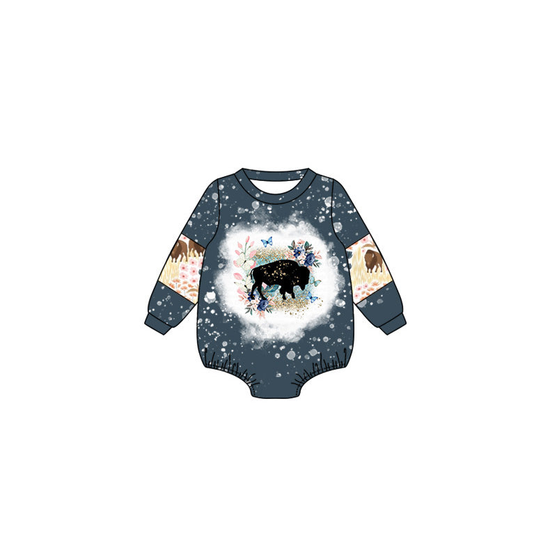 LR1809 Cow Baby Toddler Long sleeve cute baby kid rompers