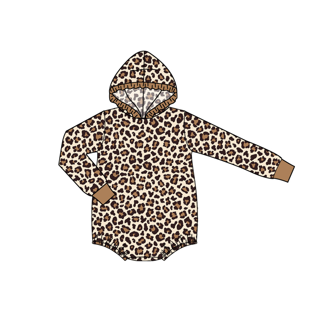 LR1826 Leopard Design Girls Baby Toddler Long sleeve cute baby kid rompers