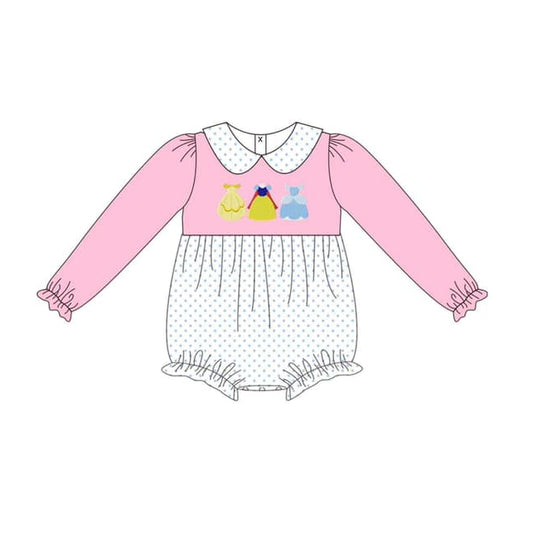 LR1830 Pink Girls Baby Toddler Long sleeve cute baby kid rompers