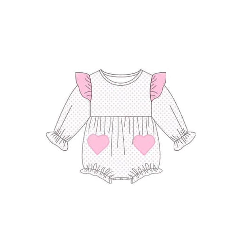 LR1831 Pink Love Girls Baby Toddler Long sleeve cute baby kid rompers