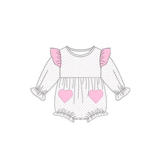 LR1831 Pink Love Girls Baby Toddler Long sleeve cute baby kid rompers