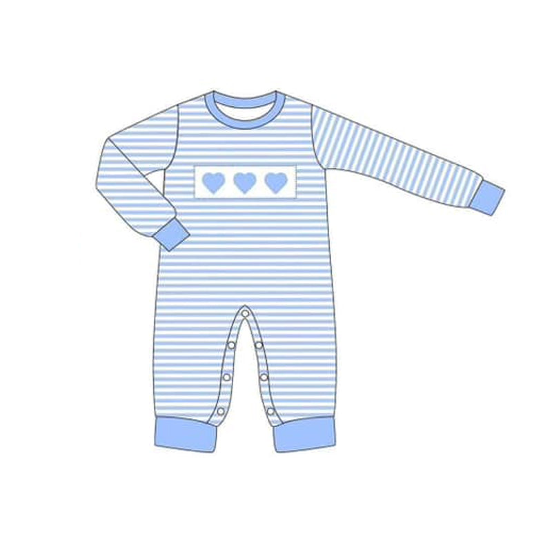 LR1832 Blue Love Girls Baby Toddler Long sleeve cute baby kid rompers