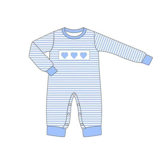 LR1832 Blue Love Girls Baby Toddler Long sleeve cute baby kid rompers