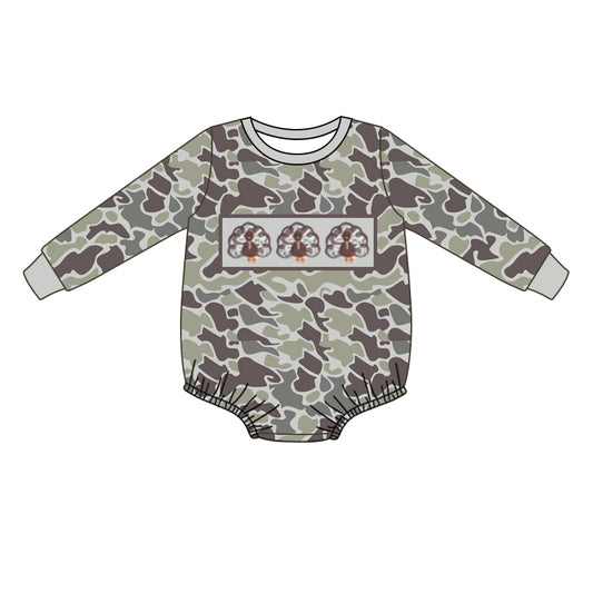 LR1846 Camo Turkey Design Girls Baby Toddler Long sleeve cute baby kid rompers