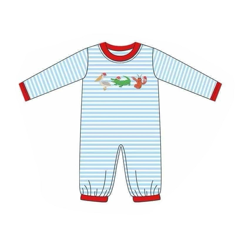 LR1848 Blue Baby Toddler Long sleeve cute baby kid rompers