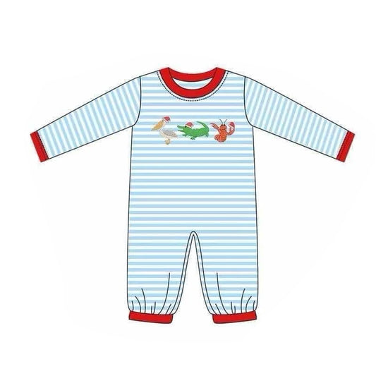 LR1848 Blue Baby Toddler Long sleeve cute baby kid rompers