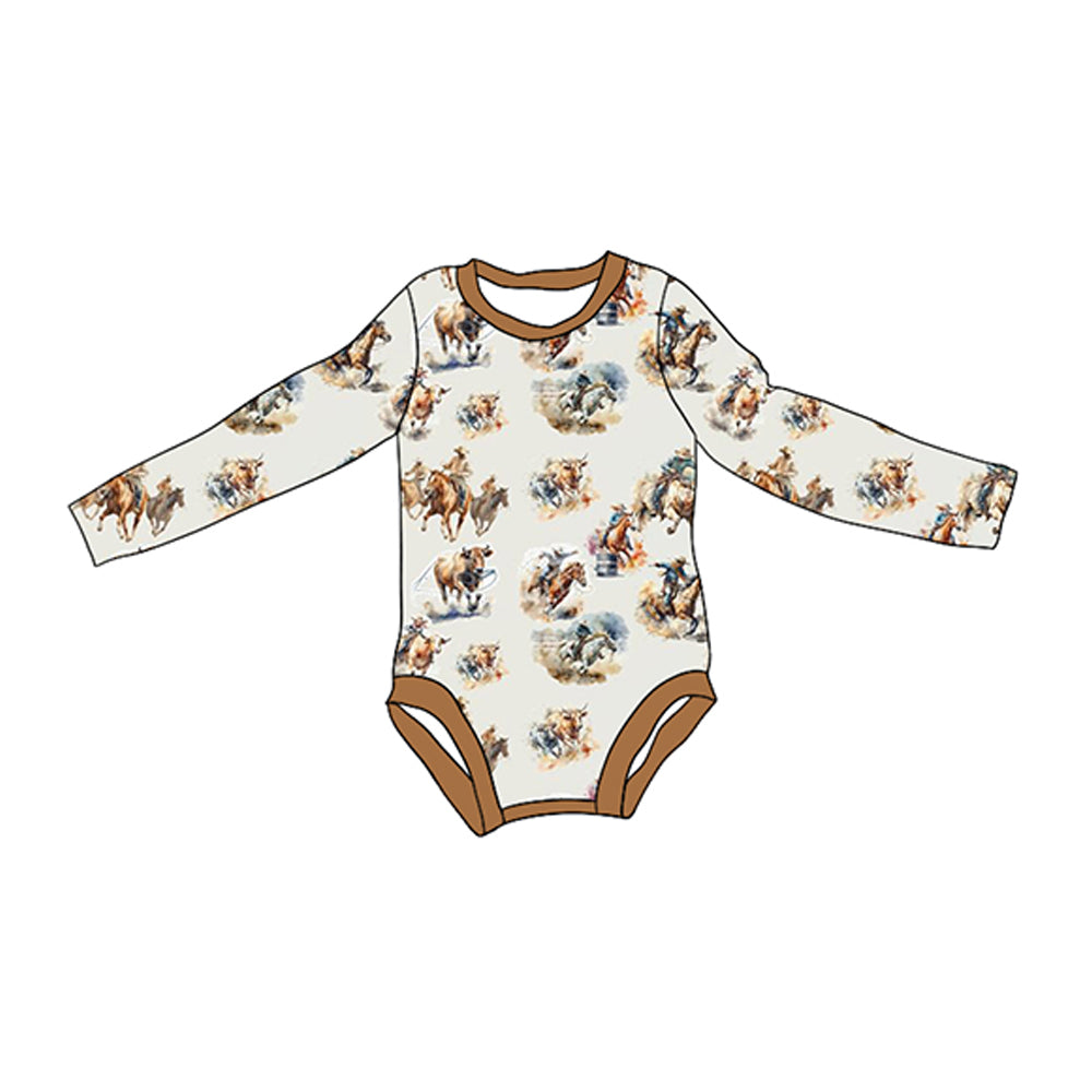 LR1866 Cowboy Baby Toddler Long sleeve cute baby kid rompers