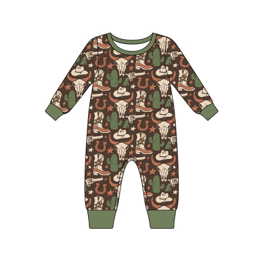 LR1903 Cowboy Cute Baby Toddler Long sleeve baby kid rompers