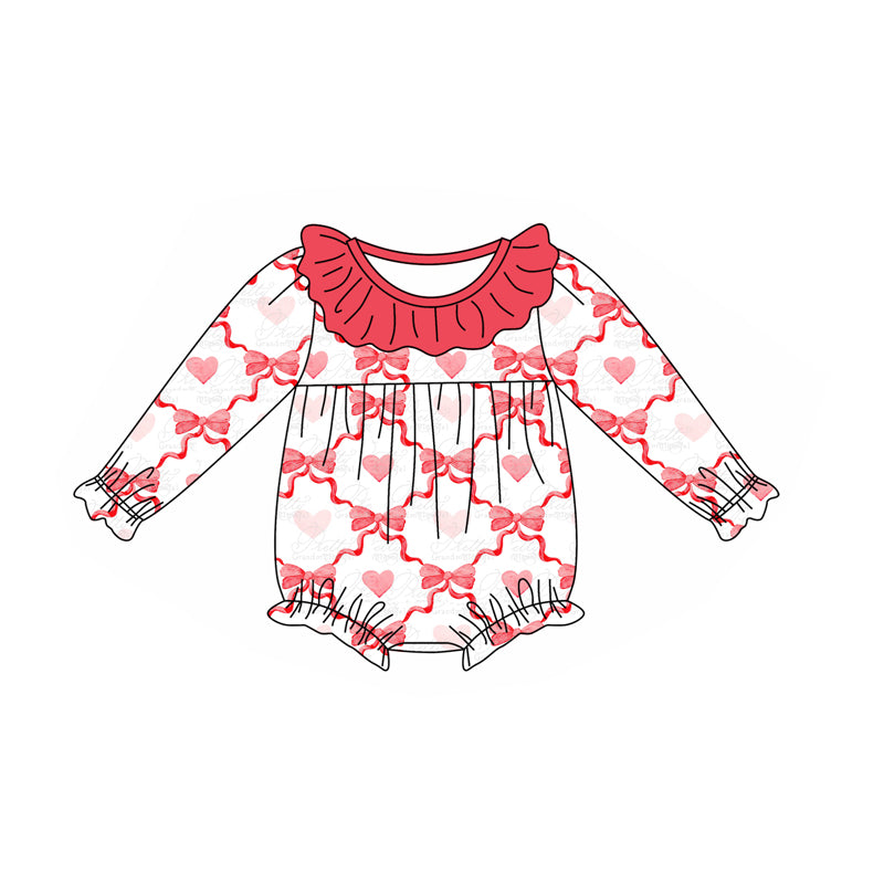 LR1908 Bow Cute Baby Toddler Long sleeve baby kid rompers