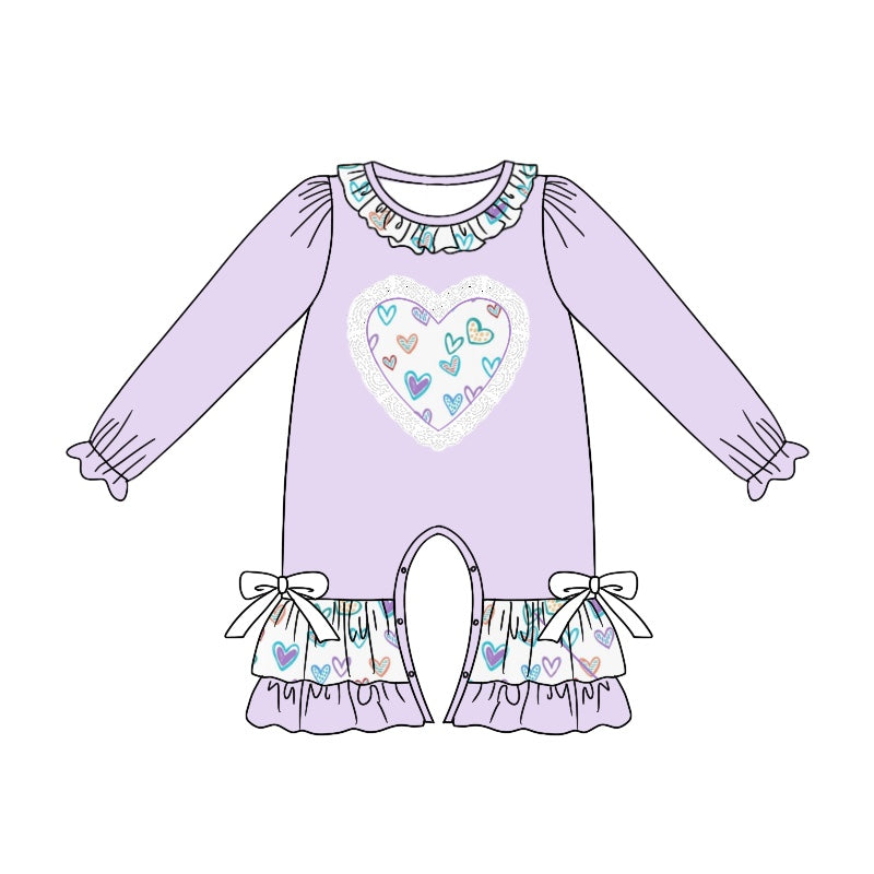 LR1928 Purple Cute Baby Toddler Long sleeve baby kid rompers