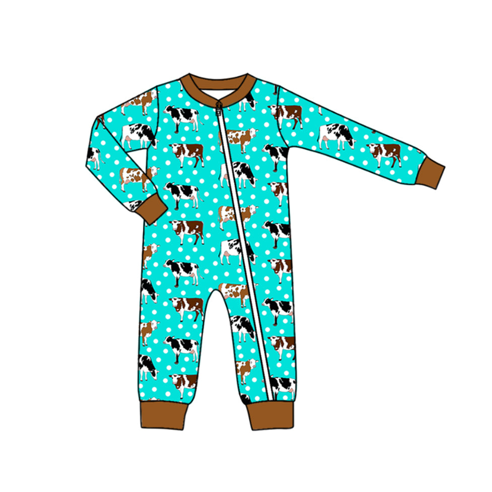 LR1943 Cow Cute Baby Toddler Long sleeve infant baby kid rompers