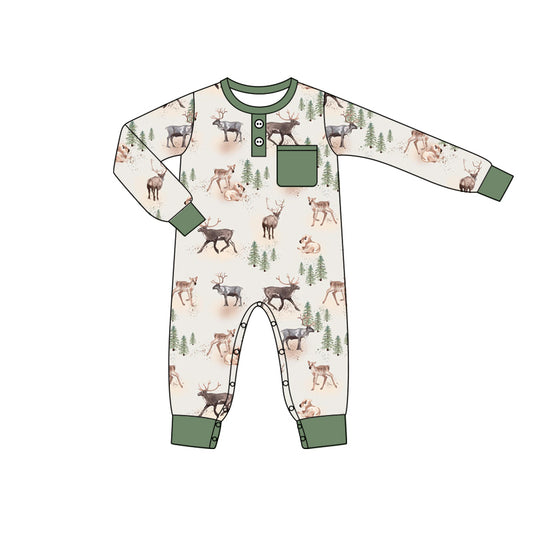 LR1945 Deer Cute Baby Toddler Long sleeve infant baby kid rompers