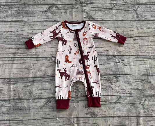 4.2 LR2188 Cactus boots rodeo zipper baby kids western romper