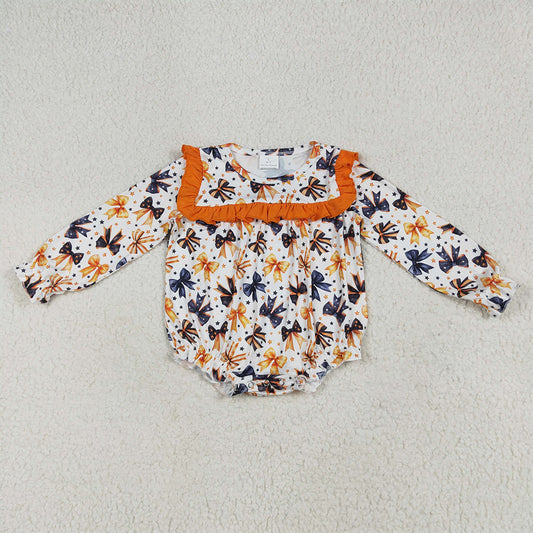 7.4 RTS NO MOQ Baby Girls Bodysuit LR2207 Halloween Colorful Bows Stars Ruffle Rompers