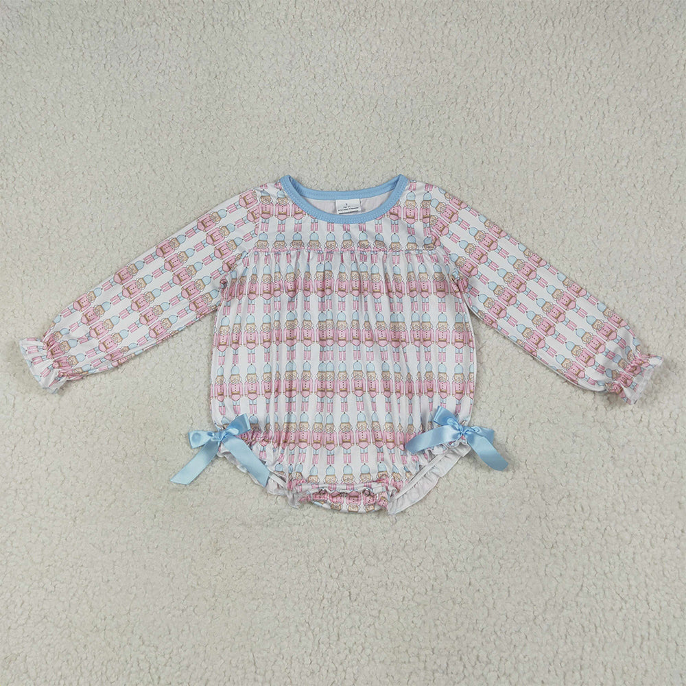 7.4 RTS NO MOQ Baby Girls Bodysuit LR2298 Christmas Soldiers Bows Ruffle Rompers