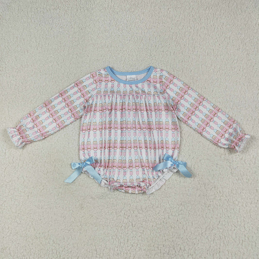 7.4 RTS NO MOQ Baby Girls Bodysuit LR2298 Christmas Soldiers Bows Ruffle Rompers