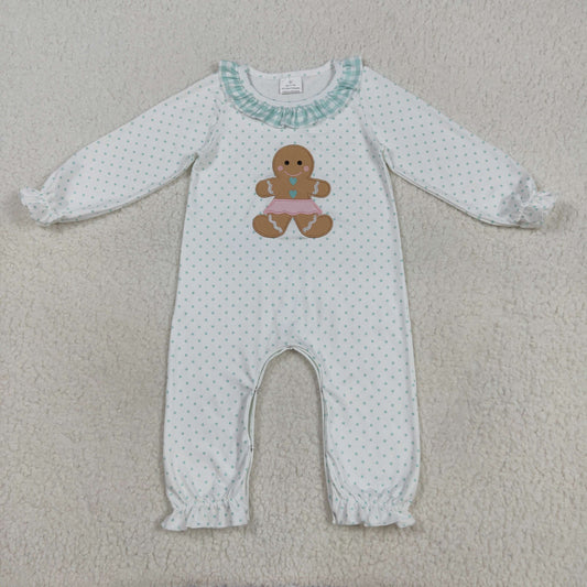 7.23 RTS NO MOQ Baby Girls Bodysuit LR2341 Christmas Polka Dots Gingerbread Rompers