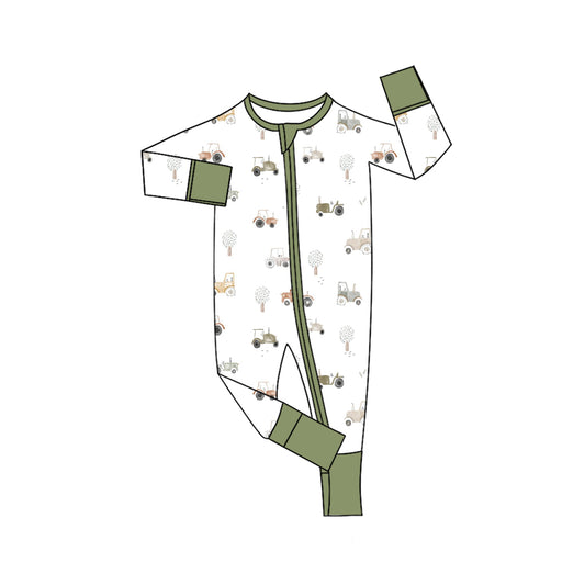 8.7 LR2532 Baby Boys Golf Plaid Zipper Footie Rompers Preorder