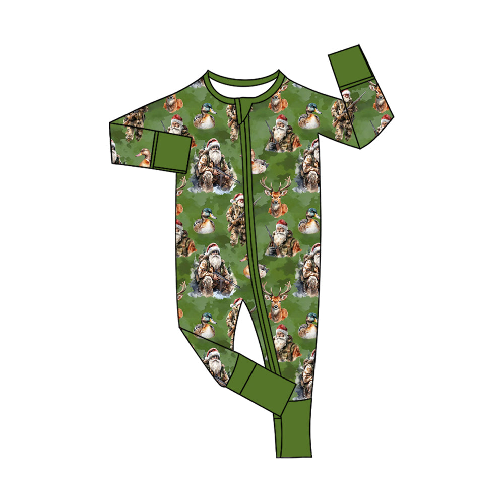 8.7 LR2538 Baby Girls Santa Deer Christmas Zipper Footie Rompers Preorder