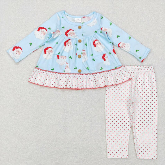 GLP0976 Baby Girls Christmas Santa Tunic Top Dots Legging Pants Clothes Sets