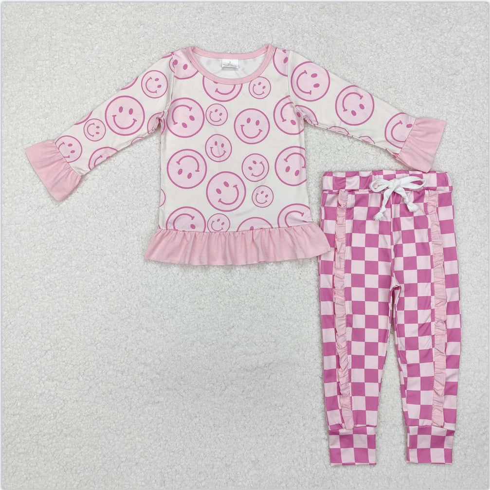 GLP1722 Baby Girls Smile Pink Top Ruffle Pants Outfits Sets