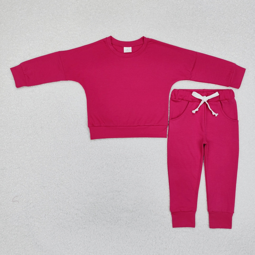 GLP2248 Baby Girls Dark Pink Shirt Pants Sports Clothes Sets