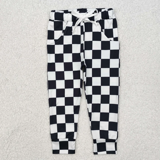 RTS NO MOQ Sibling Baby Girls Trousers Checkered Jogger Pocket Pants