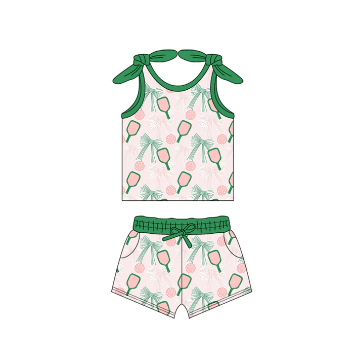 4.18 Preorder moq 5 Baby Girls Bows Sleeveless Bows Popsicle Top Pockets Short Set