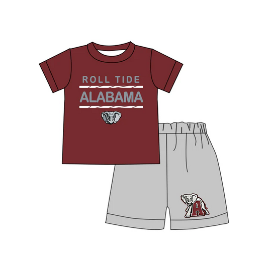 4.19 Preorder moq 5 Baby Boys Roll Tide Alabama Team Shirts Shorts Summer outfits sets