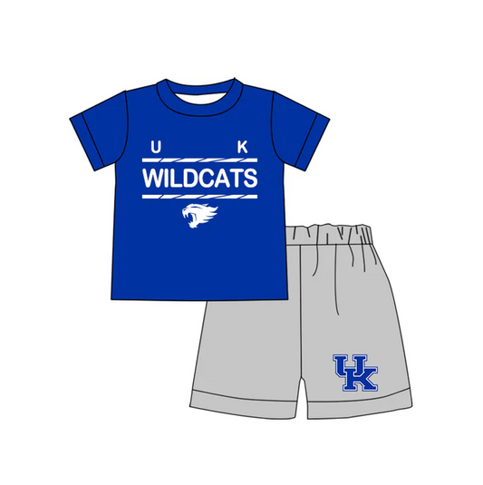 4.19 Preorder moq 5 Baby Boys Wildcats UK Shirts Shorts Summer outfits sets