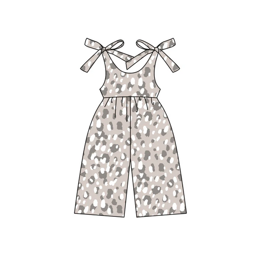 4.22 Preorder moq 5 Baby Girls Sleeveless Gray Leopard Jumpsuits