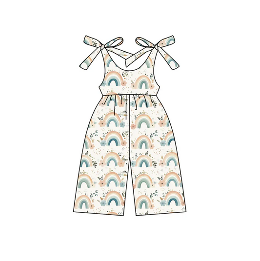 4.22 Preorder moq 5 Baby Girls Sleeveless Flowers Rainbow Jumpsuits
