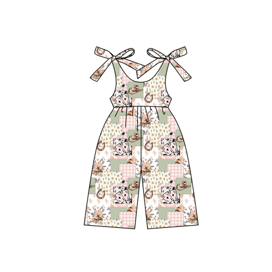4.22 Preorder moq 5 Baby Girls Sleeveless Hats Cactus Western Jumpsuits