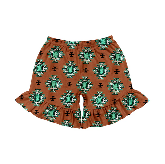 4.23 Preorder moq 5 Baby Girls Turquoise Western sports shorts