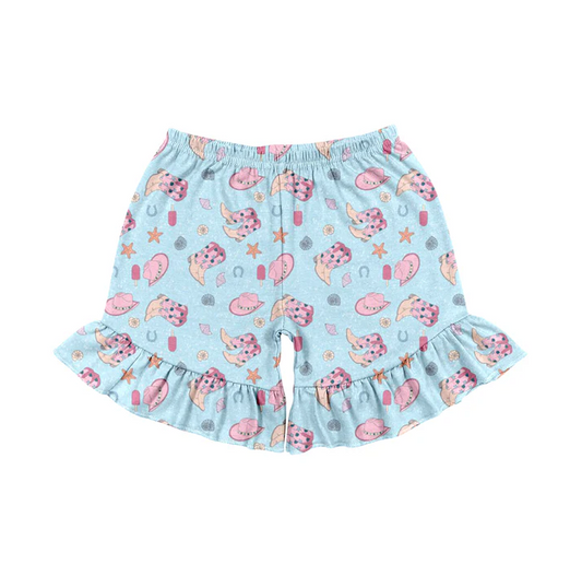 4.23 Preorder moq 5 Baby Girls Blue Boots Hats Western sports shorts
