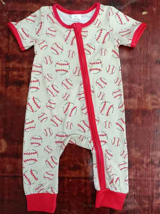 4.23 Preorder moq 5 Baby Boys Short Sleeves Baseballs Plaid Zipper Rompers