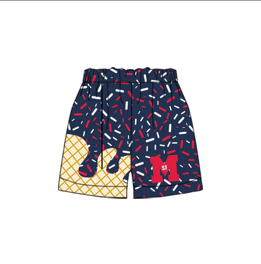 4.25 Preorder(moq 5) Baby Boys Team Baseball Dots White Sports Shorts