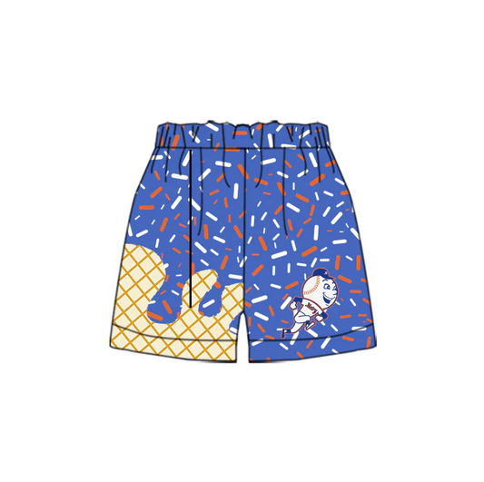 4.25 Preorder(moq 5) Baby Boys Team Baseball Dots White Sports Shorts