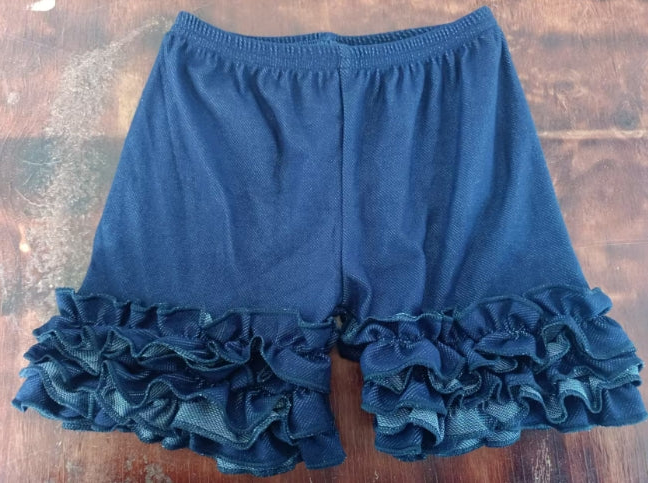 4.26 Preorder(moq 5) Baby Girls Summer Hot Blue Three-layer Ruffle Shorts Bottoms