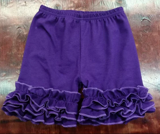 4.26 Preorder(moq 5) Baby Girls Summer Purple Three-layer Ruffle Shorts Bottoms