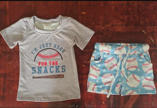 4.28 Preorder moq 5 Baby Boys Gray Short Sleeves Baseball Top Pockets Short Set