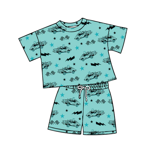 5.2 Preorder moq 5 Baby Boys Blue Cars Top Shorts Outfits Clothes Sets