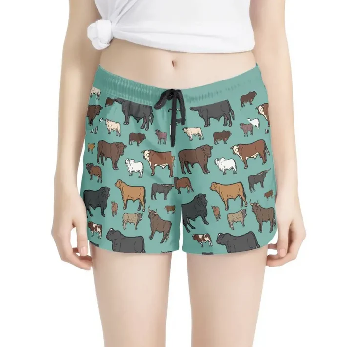 5.5 Preorder(moq 5) Adult Women Western Farm Cows Shorts Bottoms