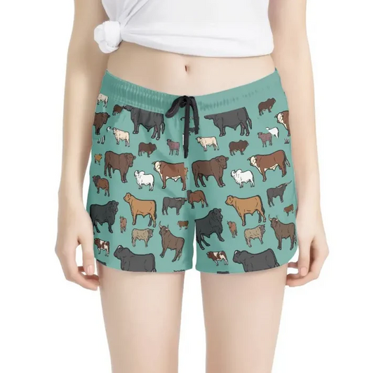 5.5 Preorder(moq 5) Adult Women Western Farm Cows Shorts Bottoms
